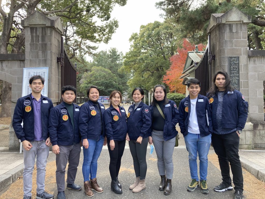 Batch 1 of STeP-UP scholars during the CubeSats’ testing phase in Kyutech. L-R: Derick Canceran, Judiel Reyes, Christy Raterta, Gladys Bajaro, Marielle Magbanua-Gregorio, Lorilyn Daquioag, Bryan Custodio, and Renzo Wee