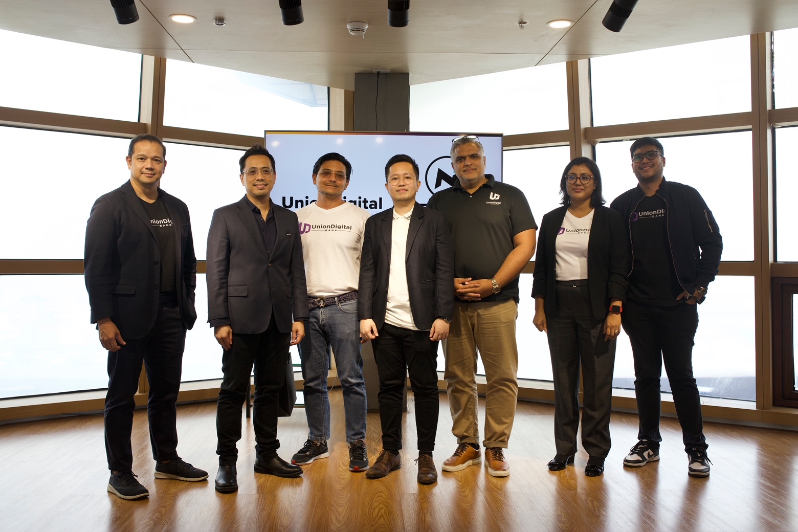 (L-R) Mike Garcia, Chief Finance Officer of UnionDigital Bank; Miguel Bernas, President and Co-Founder of NEXPLAY; Arvie De Vera, CEO and Co-founder of UnionDigital Bank; Gabriel Benito, CEO and Co-founder of NEXPLAY; Mike Singh, Chief Revenue and Lending Officer of UnionDigital Bank; Munmun Nath, Chief Marketing Officer of UnionDigital Bank; Boom Eufemio, Chief Community Officer of UnionDigital Bank