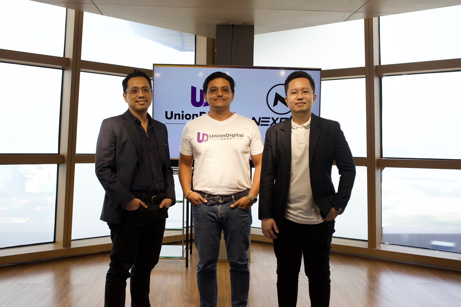 (L-R) Miguel Bernas, President and Co-Founder of NEXPLAY; Arvie De Vera, CEO and Co-founder of UnionDigital Bank; Gabriel Benito, CEO and Co-founder of NEXPLAY