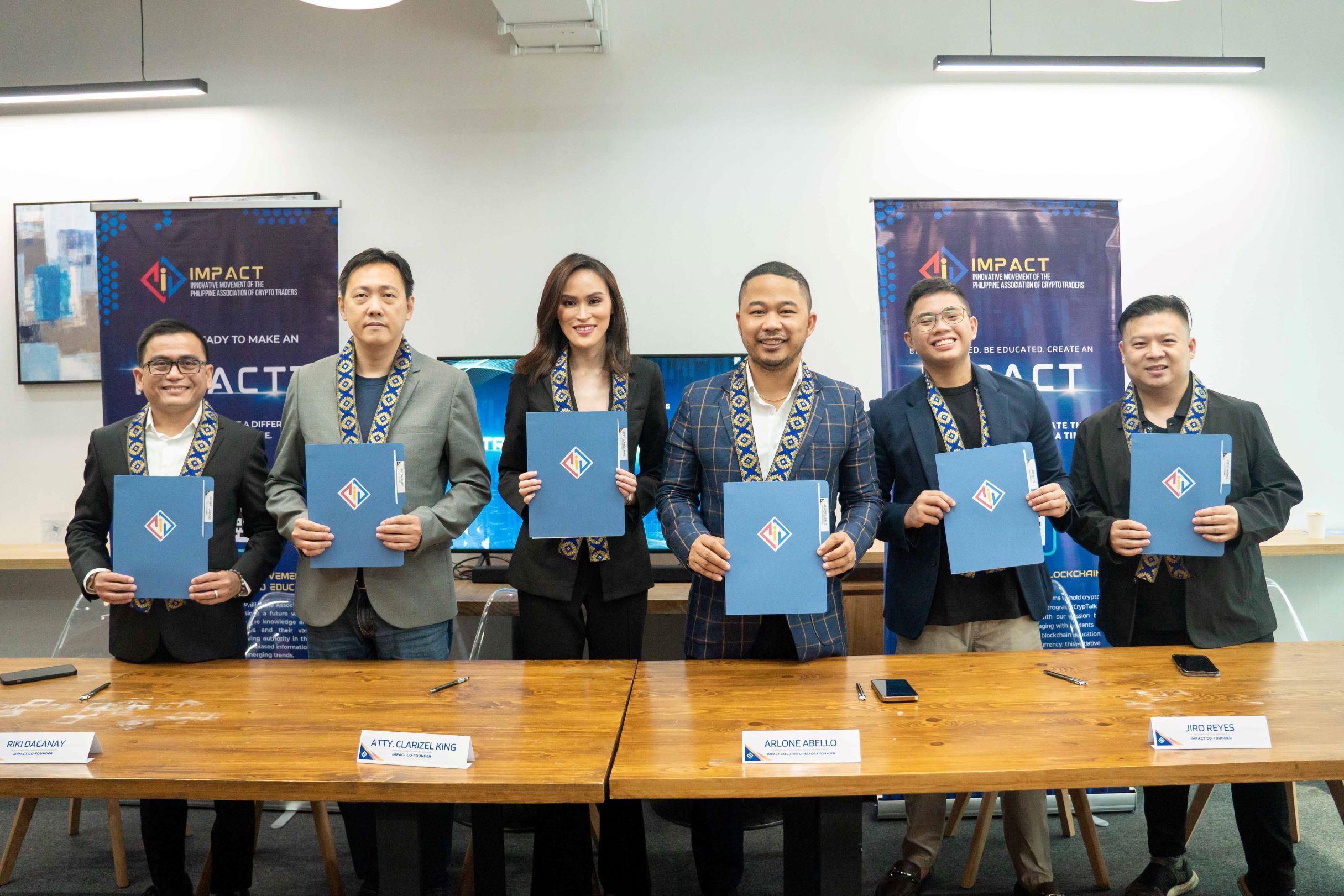 IMPACT founders introduced during an event on October 14, 2023 (L-R: Gilbert Lazaro, Riki Dacanay, Atty. Clarizel King, Arlone “Paul” Abello, Jiro Reyes, and Steve Jimenez)