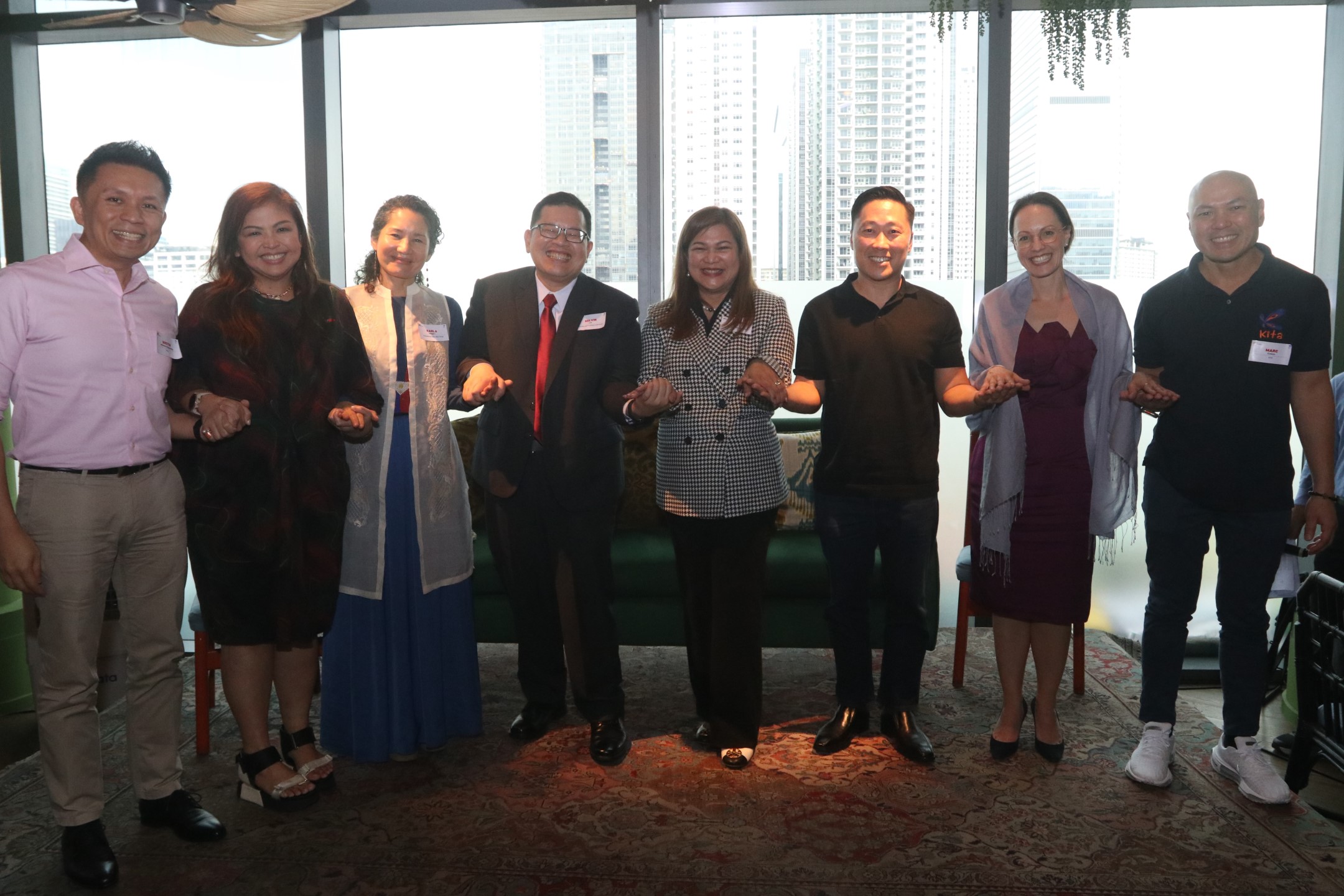 Photo shows from left to right: Dustin Jefferson Onghanseng, Chief Executive Officer, UHoo; Amor Maclang, Convenor, Digital Pilipinas, Convenor, Philippine Fintech Festival, Co-founder, One ASEAN Fintech Movement, Co-founder, GeiserMaclang; Karla Delgado, Chief Sustainability Officer of Transnational Diversified Group; Kelvin Lee, Commissioner, Securities and Exchange Commission; Jo Ann B. Eala, Vice President, Bank of the Philippine Islands (BPI); Enrique Gonzales, Chief Executive Officer, IP Ventures; Alina Truhina, Chief Executive Officer and Founding Partner, The Radical Fund; and Marc Concio, Chief Executive Officer and Co-founder, KITA at the "Unlocking Climate Tech in the Philippines" conference where the importance of climate tech solutions to combat the climate crisis was placed under the spotlight.