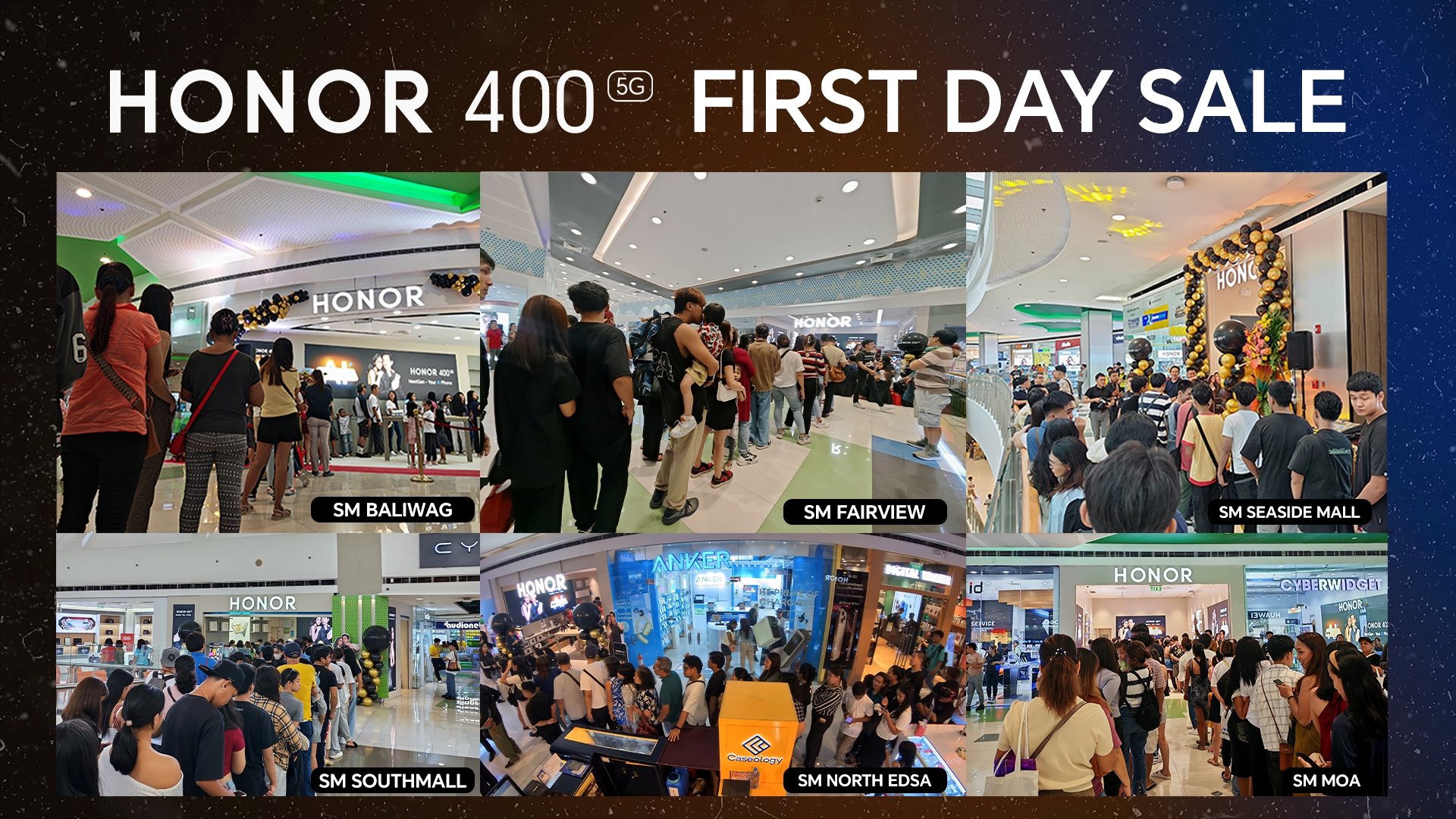 Malls nationwide such as SM Baliwag, SM MOA, SM North Edsa, SM Seaside City Cebu, SM Fairview and more filled up for the First Day Sale of HONOR 400 5G.