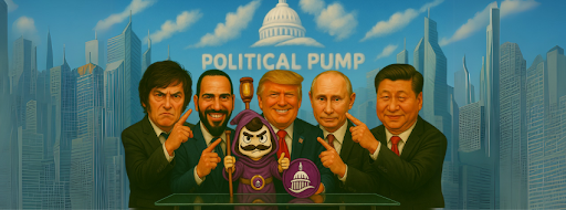 Political meme characters for meme coins.