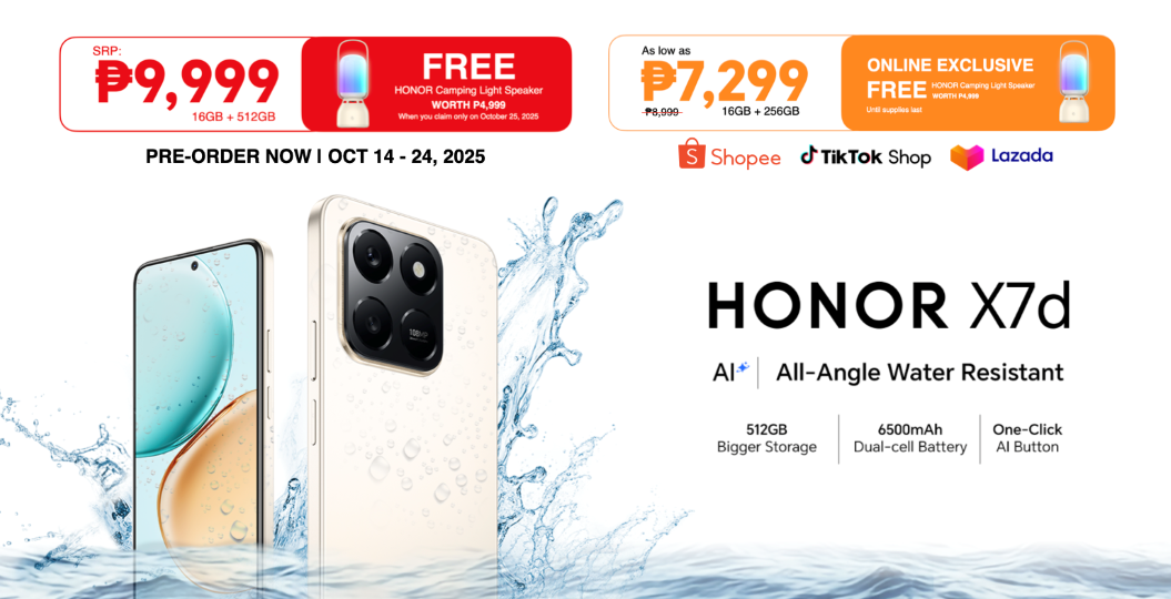 All-new water-resistant AI phone HONOR X7d for as low as ₱7,299.