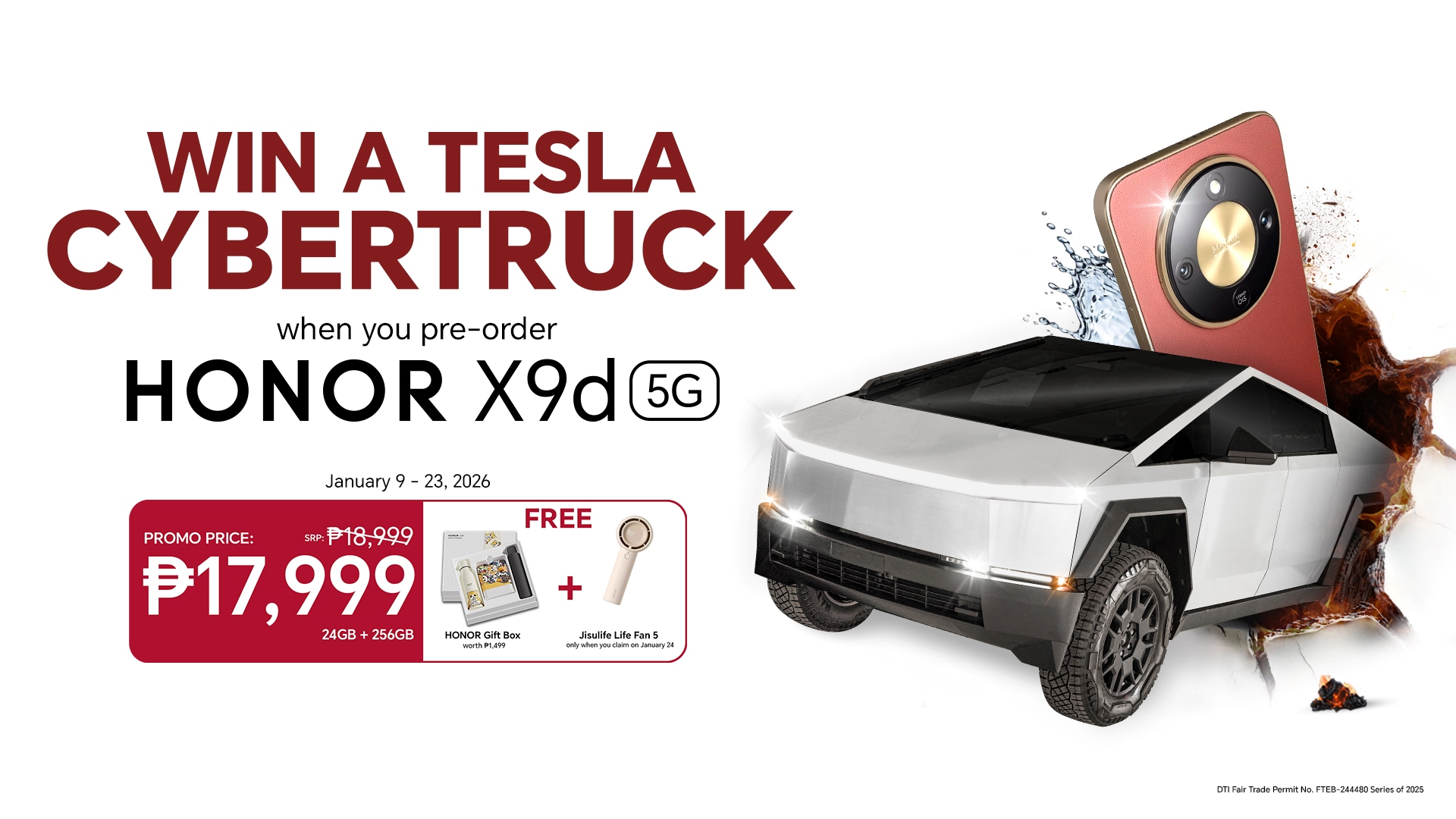 Toughest phone HONOR X9d 5G launched at ₱17,999 with a chance to win Tesla Cybertruck.